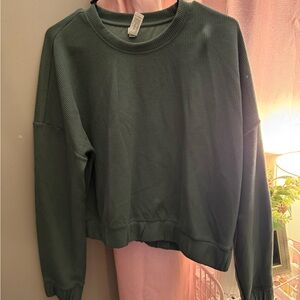 90 Degree By Reflex Forest Green Ribbed Pullover